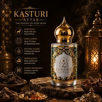 Zumera Original Kasturi Attar | 10ML + 10ML | 72 Hours Long Lasting
